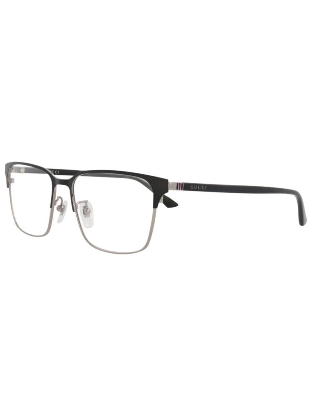 New Gucci Women's Eyeglasses Square Rectangle Metal Frame Mens Ruthenium Black